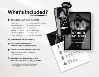100 Compelling Hooks & Captions Guide with PLR & MRR DigiPax
