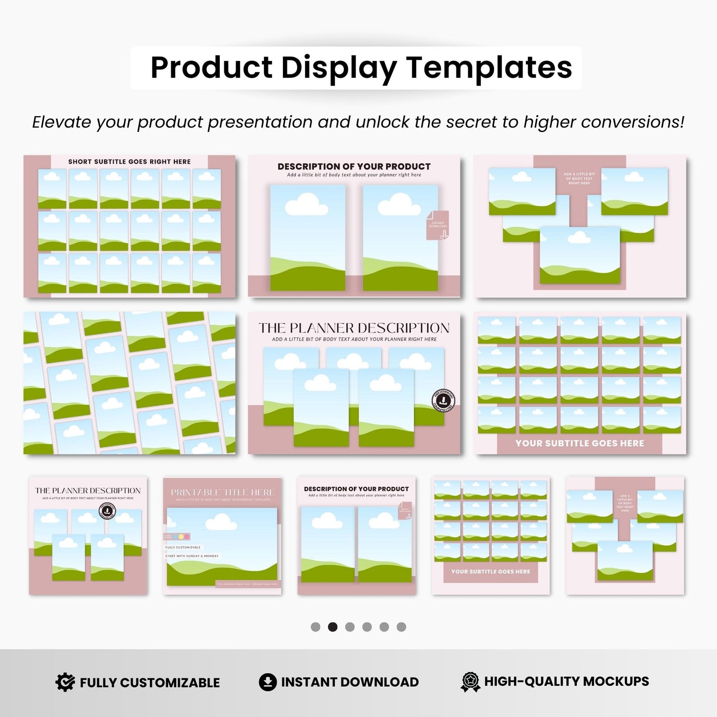 A4 Document Pages Canva Mockup Templates Bundle Pink DigiPax