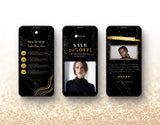 Black & Gold Instagram Templates Bundle Kit phones stories mockup