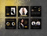 Black & Gold Instagram Templates Bundle Kit 6 posts mockup