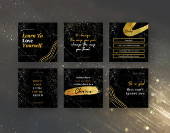 Instagram Quotes Post Templates Black & Gold 6 posts mockup