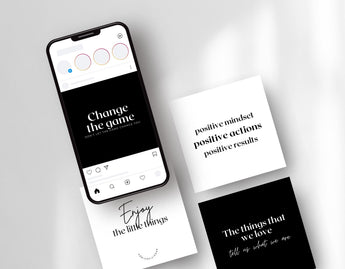 Quotes Instagram Post Templates Black & White phone posts mockup