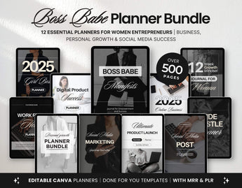 Boss Babe Planner Templates Templates Bundle with PLR & MRR DigiPax