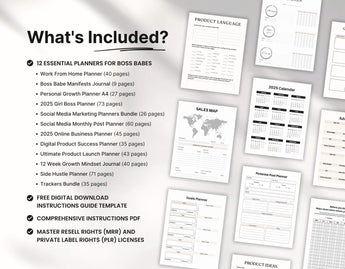 Boss Babe Planner Templates Templates Bundle with PLR & MRR DigiPax
