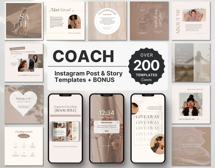 Coach Instagram Templates Bundle Kit Beige DigiPax