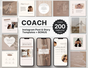 Coach Instagram Templates Bundle Kit Beige DigiPax