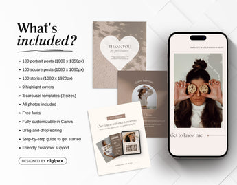 Coach Instagram Templates Bundle Kit Neutral What is included Mockup