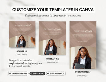 Coach Instagram Templates Bundle Kit Neutral Sizes Mockup