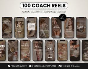 100 Coach Instagram Reels Templates Bundle Neutral DigiPax