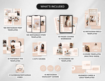 Ultimate Course Creator Social Media Templates Bundle Blue What is Included Mockup DigiPax