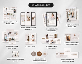 Ultimate Course Creator Social Media Templates Bundle Blue What is Included Mockup DigiPax