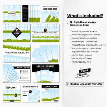 Digital Paper Canva Mockup Templates Bundle Luxury Gold DigiPax