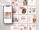 E-Commerce Instagram Templates Bundle Rose Gold posts mockup