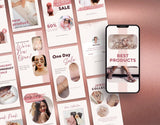 E-Commerce Instagram Templates Bundle Rose Gold stories mockup