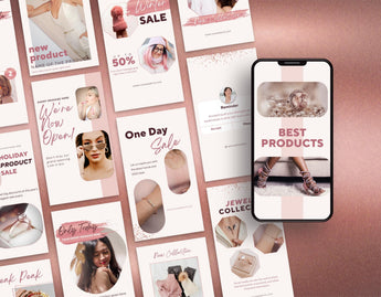 E-Commerce Instagram Templates Bundle Rose Gold stories mockup