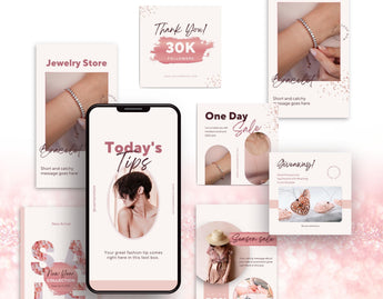 E-Commerce Instagram Templates Bundle Rose Gold posts and stories mockup