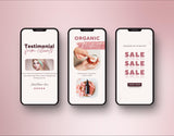E-Commerce Instagram Templates Bundle Rose Gold phones stories mockup