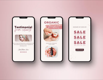 E-Commerce Instagram Templates Bundle Rose Gold phones stories mockup