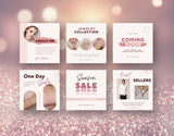 E-Commerce Instagram Templates Bundle Rose Gold 6 posts mockup