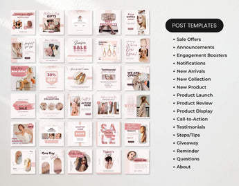E-Commerce Social Media Post Templates Bundle Rose Gold Mockup DigiPax