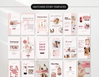 E-Commerce Social Media Story Templates Bundle Rose Gold Mockup DigiPax