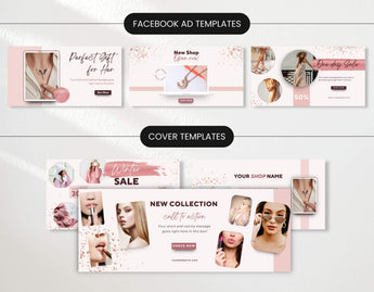 E-Commerce Facebook Ad Templates and Cover Templates Rose Gold DigiPax