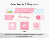 Etsy Digital Paper Shop Branding Bundle Kit Pink DigiPax