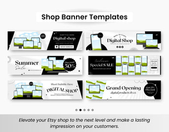 Etsy Digital Products Shop Branding Bundle Kit Black DigiPax