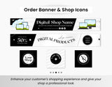 Etsy Digital Products Shop Branding Bundle Kit Black DigiPax