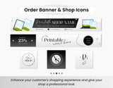 Etsy Digital Shop Branding Bundle Kit Black & White DigiPax
