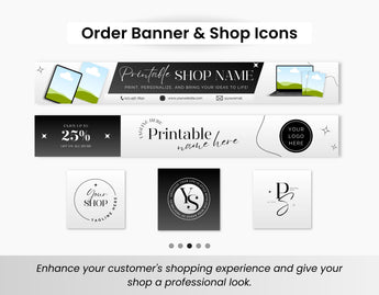 Etsy Digital Shop Branding Bundle Kit Black & White DigiPax