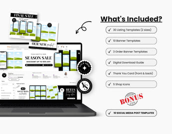 Etsy Digital Shop Social Media Templates Bundle Kit DigiPax