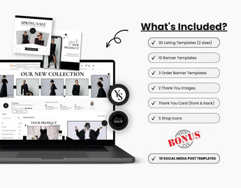 Etsy Shop Branding Bundle Kit Black & White DigiPax