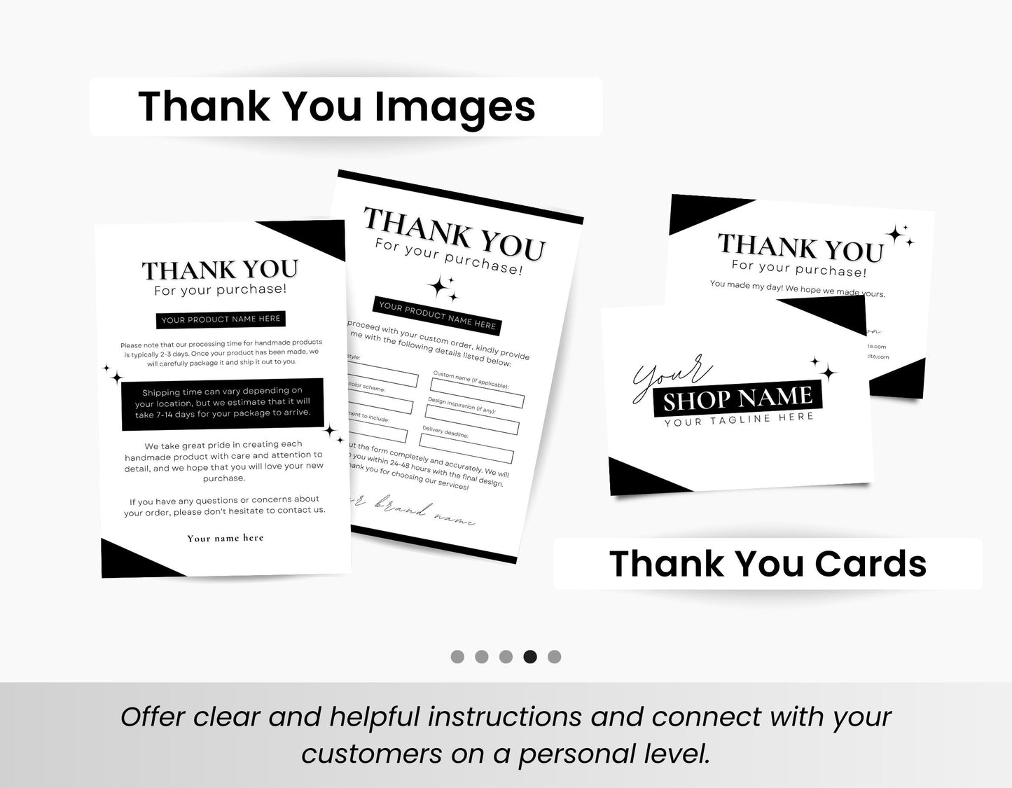 Etsy Shop Branding Bundle Kit Black & White DigiPax