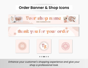 Etsy Shop Branding Bundle Kit Peach DigiPax
