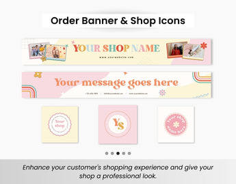 Etsy Shop Branding Bundle Kit Retro Groovy DigiPax