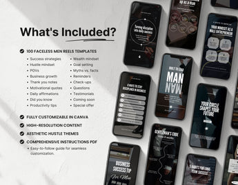 100 Faceless Men Instagram Reels Templates What is included Mockup