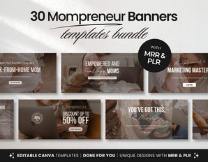 PLR MRR Faceless Mompreneur Website Banner Templates Bundle DigiPax