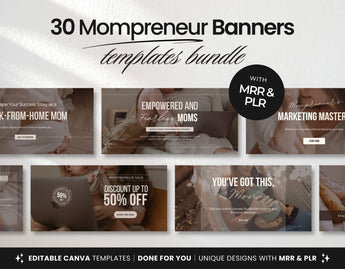 PLR MRR Faceless Mompreneur Website Banner Templates Bundle DigiPax