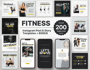 Fitness Instagram Templates Bundle Kit Aesthetic DigiPax