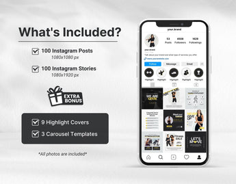 Fitness Instagram Templates Bundle Kit Aesthetic DigiPax