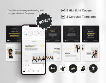 Fitness Instagram Templates Bundle Kit Aesthetic DigiPax