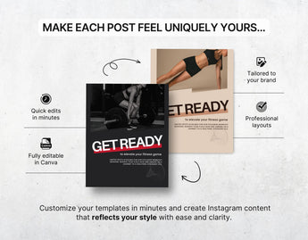 Fitness Coach Instagram Templates Bundle Kit Color Changes Mockup