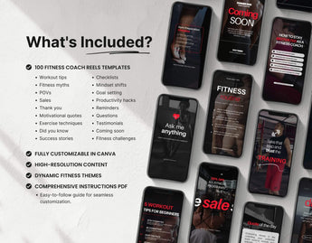 100 Fitness Instagram Reels Templates Bundle Red DigiPax