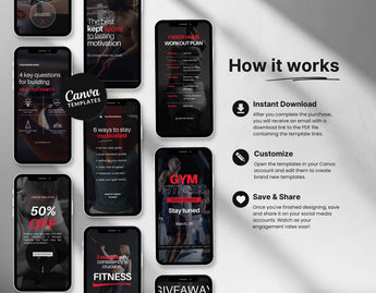 100 Fitness Instagram Reels Templates Bundle Red DigiPax
