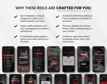 100 Fitness Instagram Reels Templates Bundle Red DigiPax