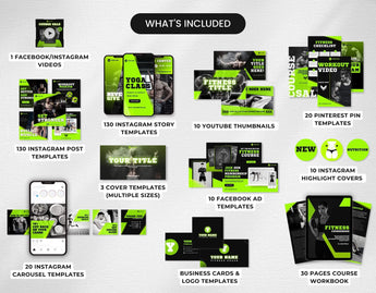 Fitness Coach Social Media Templates Bundle Kit DigiPax