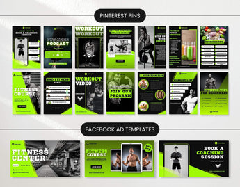 Fitness Coach Social Media Templates Bundle Kit DigiPax