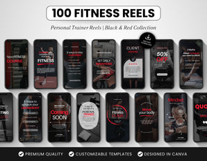100 Fitness Instagram Reels Templates Bundle Red DigiPax