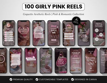 100 Girly Pink Instagram Reels Templates Bundle Cover